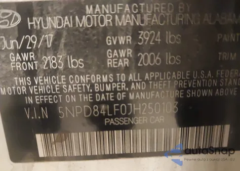 2018 Hyundai Elantra Sel from USA, damaged, VIN 5NPD84LF0JH250103